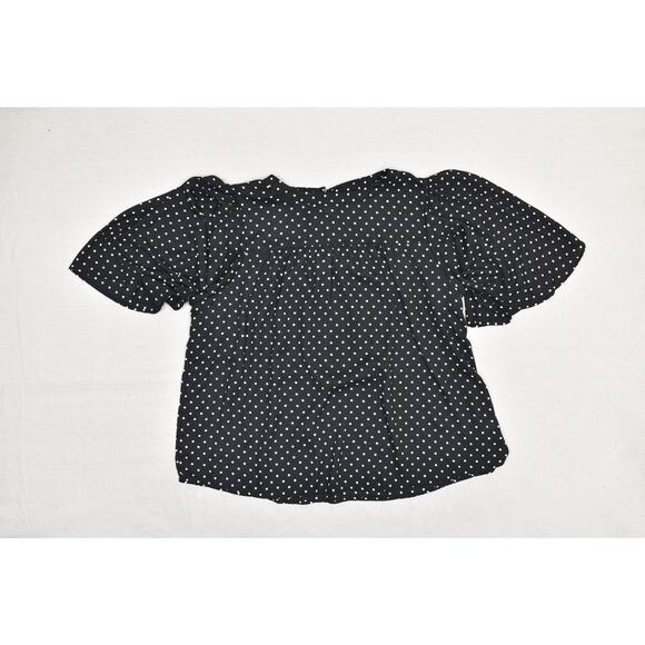 Lane Bryant Women's Black Polka Dot Blouse Plus Size 18 Flutter Sleeve - Picture 4 of 8